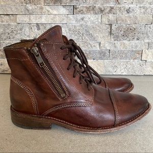 Bed Stu Bonnie Ankle Boots 6.5 Cognac Bench Made